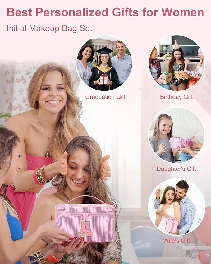 Period Bag Sanitary Napkin Storage Bag|Tampon Pouch Portable Feminine Care First Period Kit for Teen Girls Women Gift for Her Monogram Initial Cute Toiletry Bag,2PCS Pink P