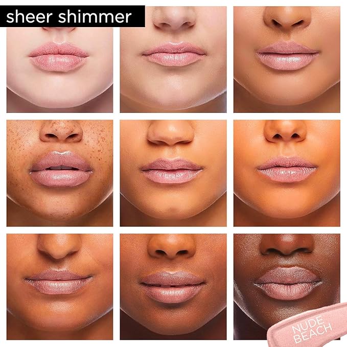 Pure Illumination Light-Up Lip Gloss with LED-Lit Applicator Brush + Side Mirror, Non-Sticky, Moisturizing Hydrating Lip Glosses with Lanolin, Jojoba Oil, & Vitamin E, Nude Beach