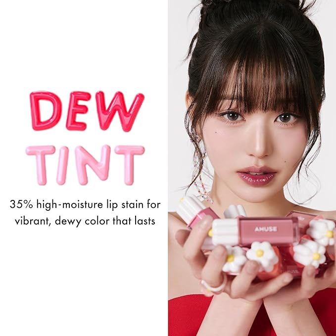 Amuse SEOUL Daisy Flower Dew Tint 09 MAUVE GRAPE | 35% High-moisture Water Tint, Long-lasting, Vitamin E Acetate, Moisturizing, No Peel Off, Lip Treatment, Non Sticky, Korean Lip Tint for Dry Lips