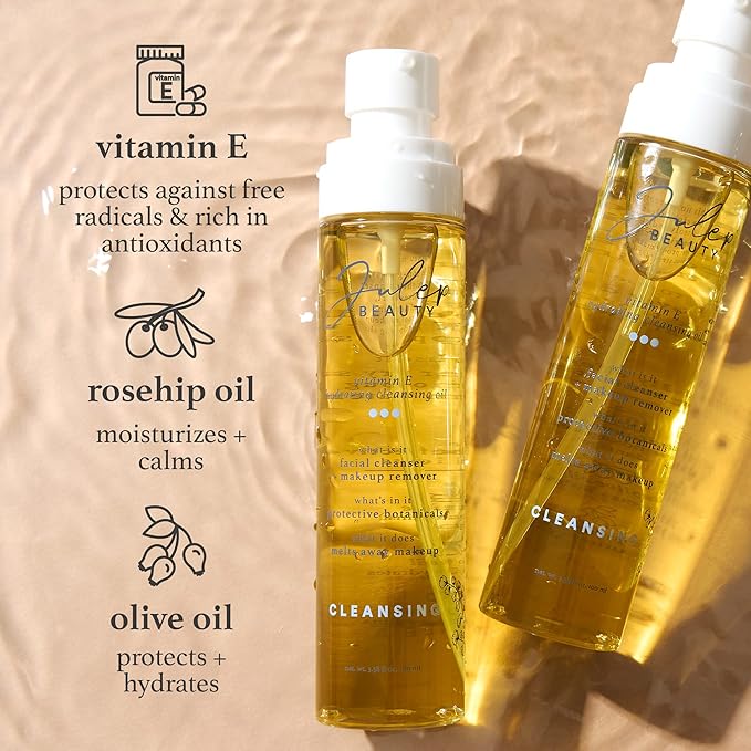 Julep Vitamin E Hydrating Cleansing Oil & Green Tea Makeup Removing Cleansing Balm | Hydrating Face Cleanser Duo for All Skin Types | Gentle Makeup Remover with Antioxidants & Natural Oils