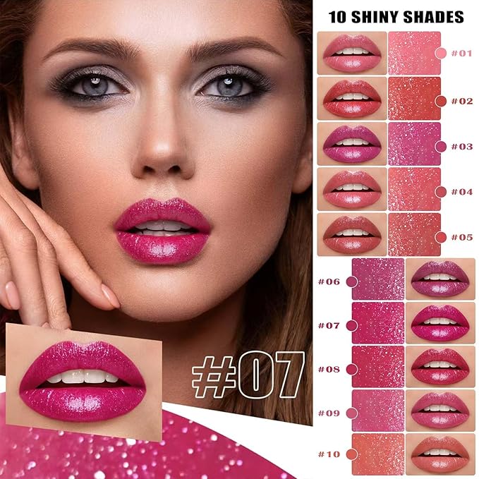 Nude Brown Lipstick For Women Matte Nude Glitter Shimmer Metallic Highly Pigmented Moisturizing Lip stick Hypoallergenic Waterproof Long Lasting Lipsticks Quick Makeup Lightweight Portable 10 #