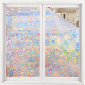 Volcanics Window Privacy Film Static Window Clings Vinyl 3D Window Decals Window Stickers Rainbow Window Film for Glass Door Home Heat Control Anti UV 17.5 x 118 Inches