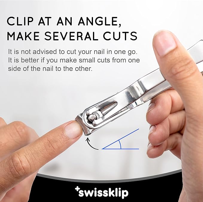 Swissklip Nail Clippers for Men & Women I Finger Nail Clippers for Adult with 360 Degree Rotating Head I Fingernail Clippers for Women I Surgical-Grade Stainless Steel Material (3 Pack)