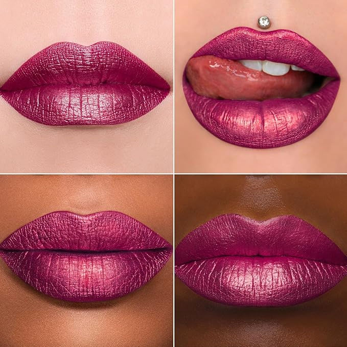 MAKI YIKA 3Pc Metallic Lipstick Long Lasting, Hot Pink Red Brown Glitter Lipsticks, High Shine Lipstick No Smudge No Transfer Liquid Lip Gloss (Hot Pink/Red/Brown)