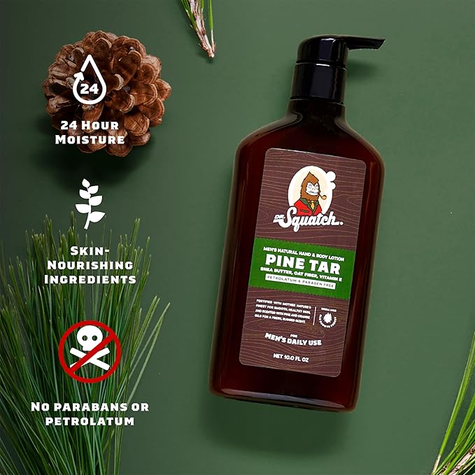 Dr. Squatch Natural Hand and Body Lotion for Men - Made with Shea Butter, Coconut Oil, Vitamin E for 24-Hr Moisturization - Cool Fresh Aloe & Fresh Falls (10 fl oz, 2-Pack)