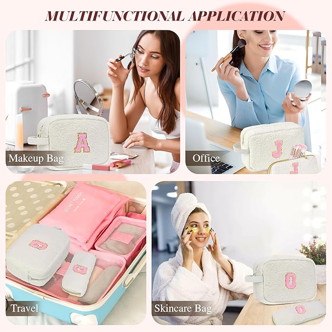 for Christmas Day Gifts, Travel Makeup Bag for Women, Initial Make Up Bag Set for 6 7 8 9 10 11 12 13 Years Old Kids Tween Girls, Large Cosmetic Skincare Bags for Birthday Gifts, White H