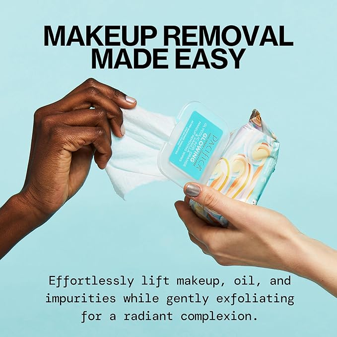 Pacifica Beauty | Glowing Makeup Remover Wipes | Gycolic Acid, Coconut Water, Aloe Infused | Daily Cleansing + Exfoliating | Clean Skin Care | Plant Fiber Facial Towelettes | 4 Count | Vegan