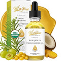 USDA Certified Organic 8 in 1 Natural Hair Growth Serum & Strengthening Oil with Rosemary, Castor, 100% Vegan Jojoba, Coconut, Grape Seed, Ginger & Scalp DHT Blocker Peppermint Oil -2 FL