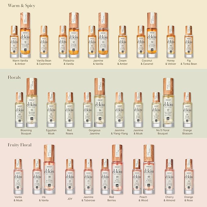 EL:KISS Roll On Perfume, Peach & Wood Inspired by Tom F Bitter Peach Eau de Parfum 12mL (.40 Fl Oz), Hydrating & Long-Lasting, Alcohol-Free & Mineral Oil-Free, Infused With Jojoba, Argan & Coconut Oil