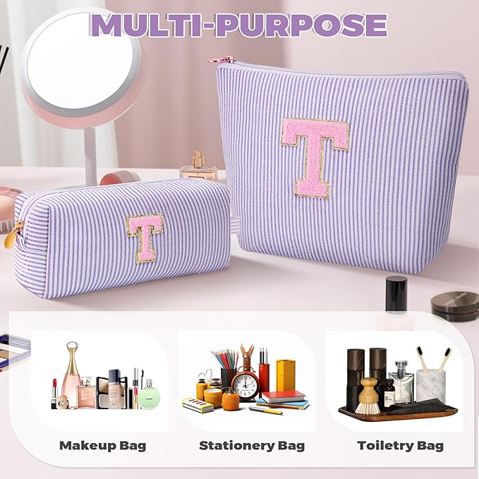 Teacher Appreciation Gifts,Thank You Gifts from Students,Birthday Teacher Retirement Gifts for Women,Teachers Day Gift Ideas,Makeup Bag Set Cosmetic Bag - Lavender,T