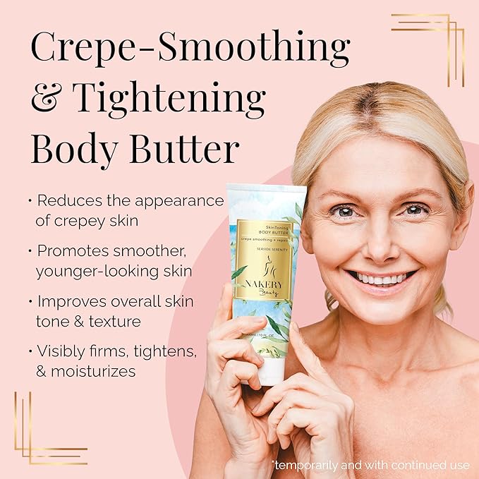 NAKERY Body Butter Anti Aging Moisturizer - Body Cream Skin Tightening Cream & Neck Firming Cream, Moisturizing Cream & Neck Tightening Cream for Body & Face Cream for Dry Skin 300ml(Seaside Serenity)