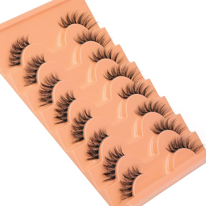 Half Lashes Natural Look Half Lash Cateye Clear Band Half Eyelashes Cat Eye Fluffier Wispy Accent Lashes 3/4 Flared End Lashes Pack by ALPHONSE