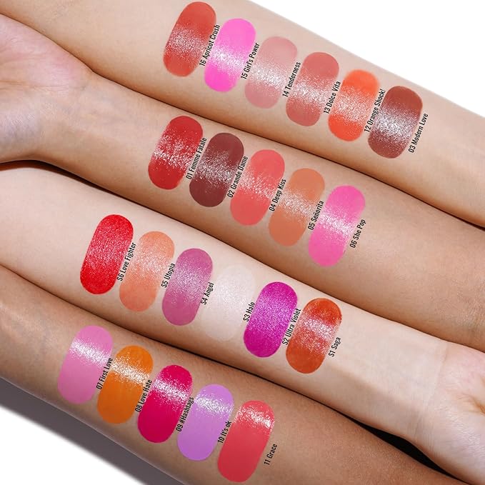 Oulac Moisturizing Shine Lipstick For Women Christmas Set 2PCS, 2 in 1 Tinted Lip Balm for Winter, Hydrated Juicy and Glossy Lip Color for Dry, Cracked and Chapped Lips, Vegan [06+15]