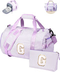 Dorm Room Essentials, Girls Travel Duffle Bag, Kids Initial Overnight Duffel Bags with Shoe Compartment, Personalized Dance Bag with Cosmetic Pouch, Gifts for Teenager (Letter G)