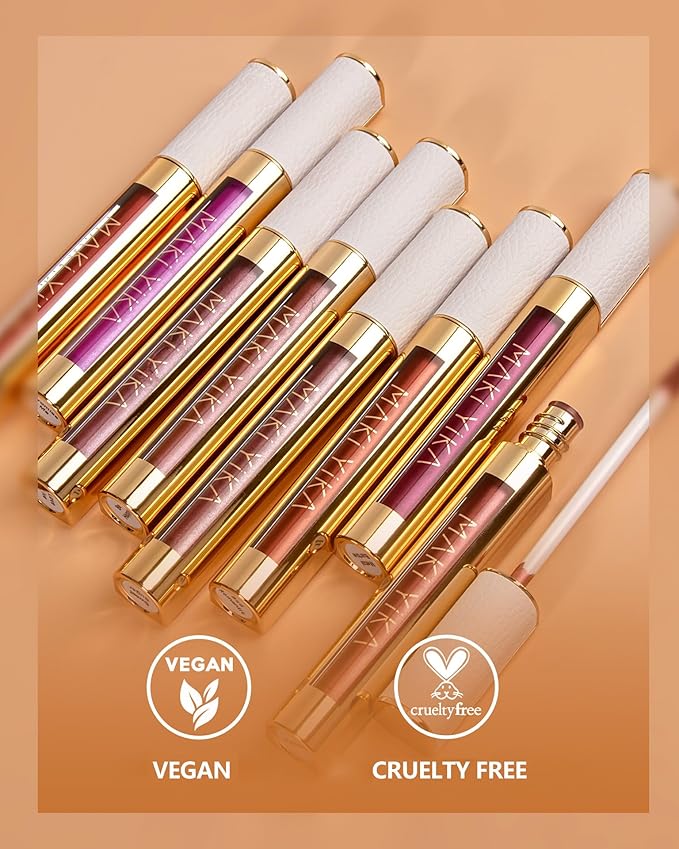 MAKI YIKA Pink Lipstick for Women Metallic Lipsticks Glitter Long Lasting Lipstick No Smudge No Transfer Liquid Lip Gloss (BR013 First Love)