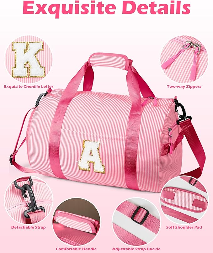12 Year Old Girl Birthday Gifts, Girls Travel Duffle Bag, Kids Initial Overnight Bags with Shoe Compartment, Personalized Weekend Bag with Makeup Pouch, Cool Stuff for Preteen (Letter B)