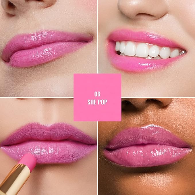 Oulac Moisturizing Shine Lipstick For Women Christmas Set 2PCS, 2 in 1 Tinted Lip Balm for Winter, Hydrated Juicy and Glossy Lip Color for Dry, Cracked and Chapped Lips, Vegan [06+15]