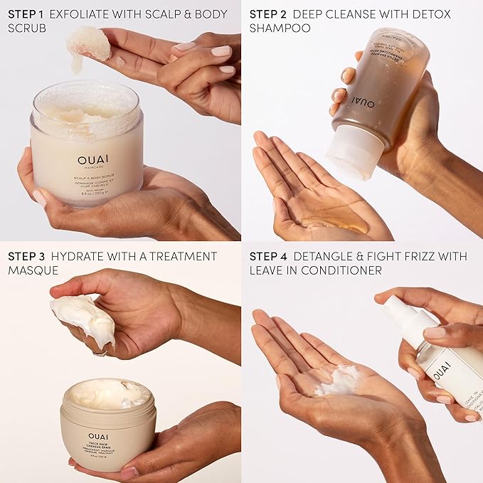 OUAI Detox Shampoo - Clarifying Shampoo for Build Up, Dirt, Oil, Product and Hard Water - Apple Cider Vinegar & Keratin for Clean, Refreshed Hair - Sulfate-Free Hair Care (16 oz)