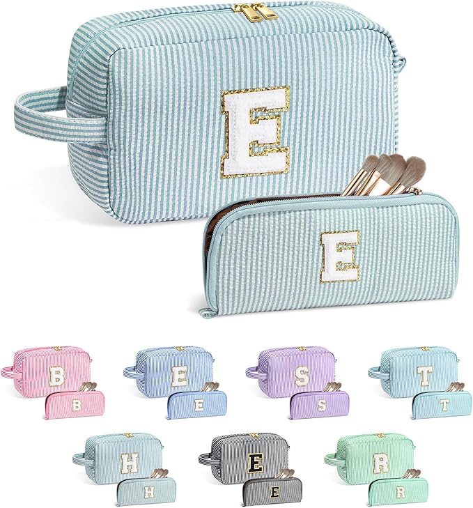 YOOLIFE Gifts for Teen Girls - Personalized Initial Makeup Bag, Birthday Gifts for Women Sister Friend Daughter Girls Kids