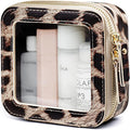 Popvibe Clear Makeup Bag Travel Cosmetic Case Transparent Toiletry Bag with Zipper, Portable Make Up Organizer Traveling Compact Car Bag for Essentials