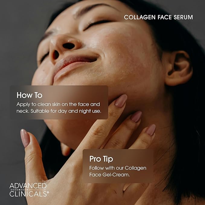 Advanced Clinicals Collagen Facial Serum + Turmeric Oil Face Serum Skin Care Set, Skin Plumping Anti Aging Serums For Face Help Brighten Skin Complexion, Fight Fine Lines, & Wrinkles, 2-Pack Bundle