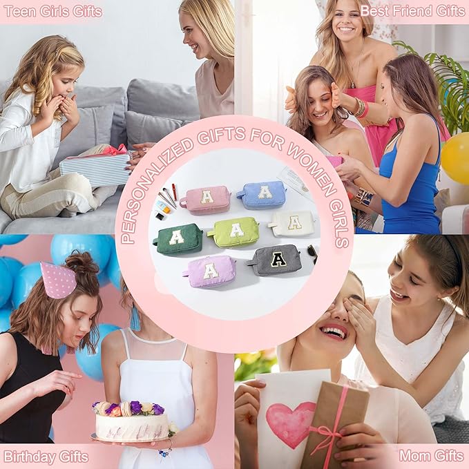 YOOLIFE Personalized Initial Makeup Bag - Cosmetic Bags for Women, Best Friend & Daughter Gifts - Large & Cute Design - Letter H