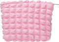 Floral Makeup Bag Large Cotton Zipper Pouch for Purse Travel Canvas Make Up Organizer for Women Cosmetic,Bubble Watermelon Pink