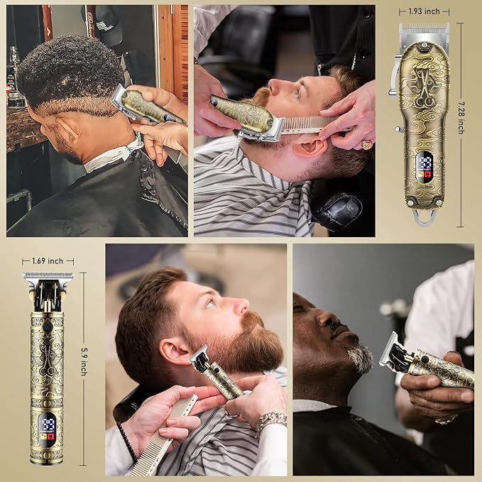 Hair Clippers Set for Men with Beard Trimmer,Professional Cordless Hair Trimmer for Men,Barber Kit Professional for Man Haircutting Machine with LED Display,Father's Day Gifts