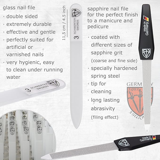 3 Swords Germany - brand quality 8 piece manicure pedicure grooming kit set synthetic leather case orange - Made in Germany