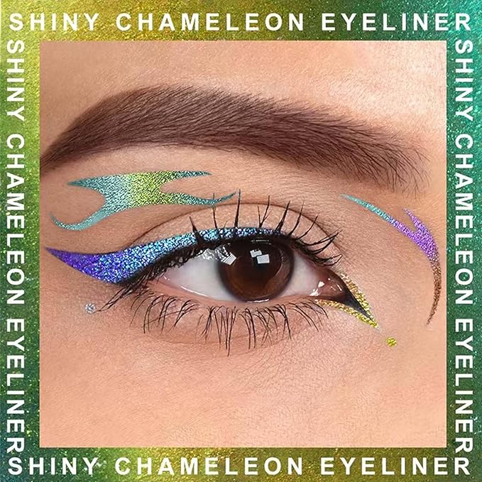 Eyeliner Eyeshadow Stick Chameleon Metallic Glitter Eyeliner Pen Multicolor Cream Shimmer Glitter Smooth Eyes hadow Stick Waterproof Long Lasting Eye liner Pencil,Smudge-proof, Transfer-proof # 01