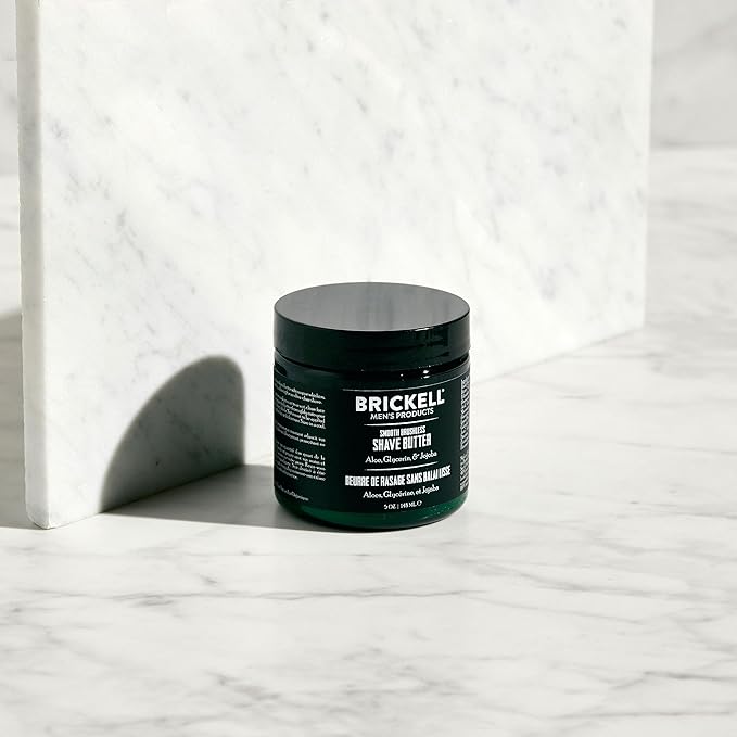 Brickell Men's Smooth Brushless Shave Butter for Men, Natural and Organic Smooth Shaving Butter to Fight Nicks, Cuts and Razor Burn, 5 Ounce, Unscented