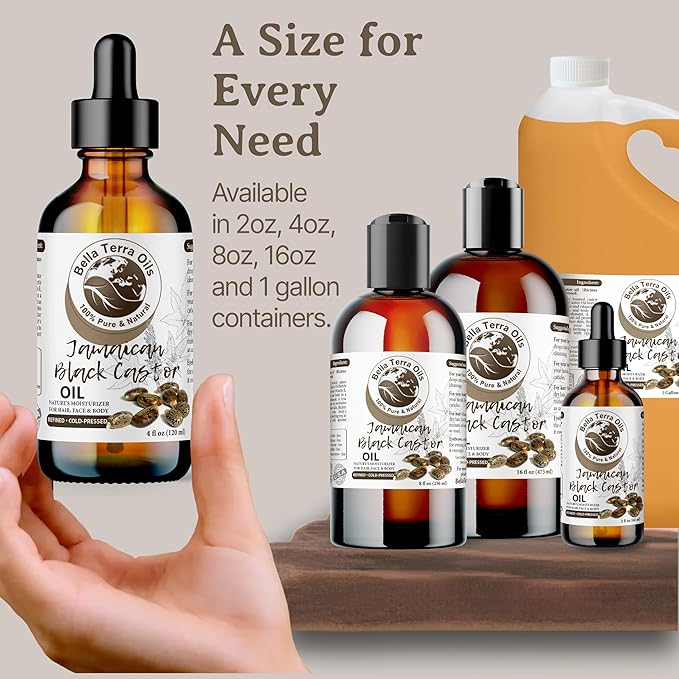 Bella Terra Oils - Black Castor Oil 16oz - A Symphony of Nutrients, Unveiling the Secret of Luxuriant Skin