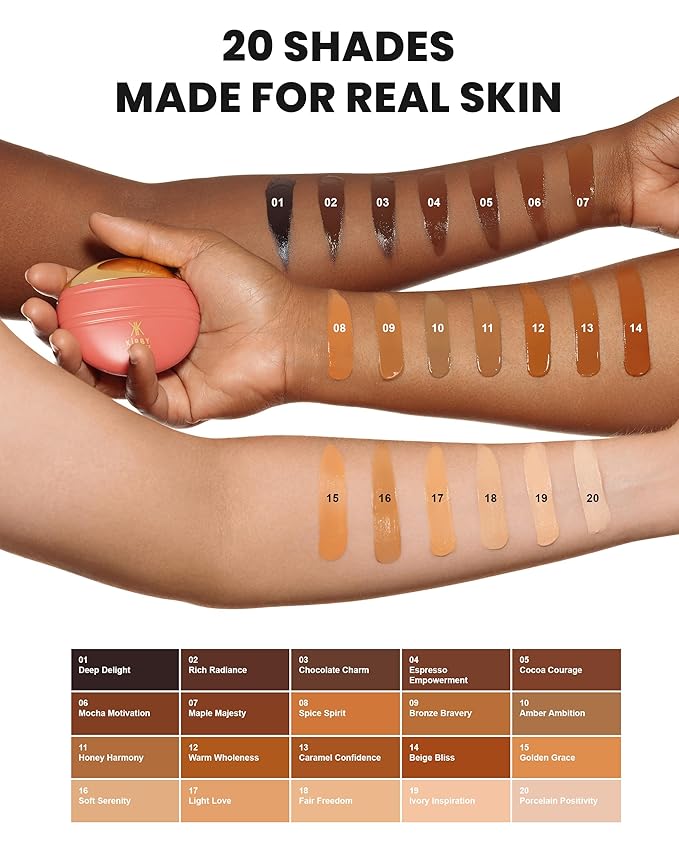 Konfident Glow Skin Tint – Warm Wholeness Hydrating Oil-Free Glass-Skin Foundation, Buildable Light-to-Medium Coverage, 30 ml – Inclusive Clean Makeup for Radiant Confidence