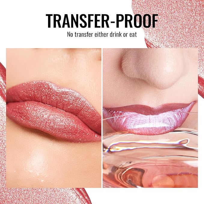 Oulac Red Lipsticks for Women Metallic Lipstick, Long Lasting Lip Gloss Waterproof, Glitter Lipstick Lip & Eye 2 IN 1, High Impact Lip Color, No Transfer, Vegan MD07