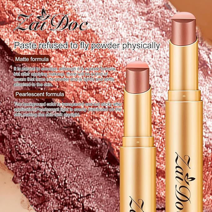 3 Color Eyeshadow Stick, Long Lasting & Waterproof Creamy Eye Shadow, with Vitamin E Makeup for Day & Night Look, caffeine orange, 1.13 Oz (Glittering rose)