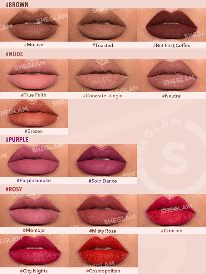 SHEGLAM Lip Liner Creamy Matte Pencil High Pigment Not Easy to Fade Silky Smooth Matte Contour Tint Lip Makeup-Brazen