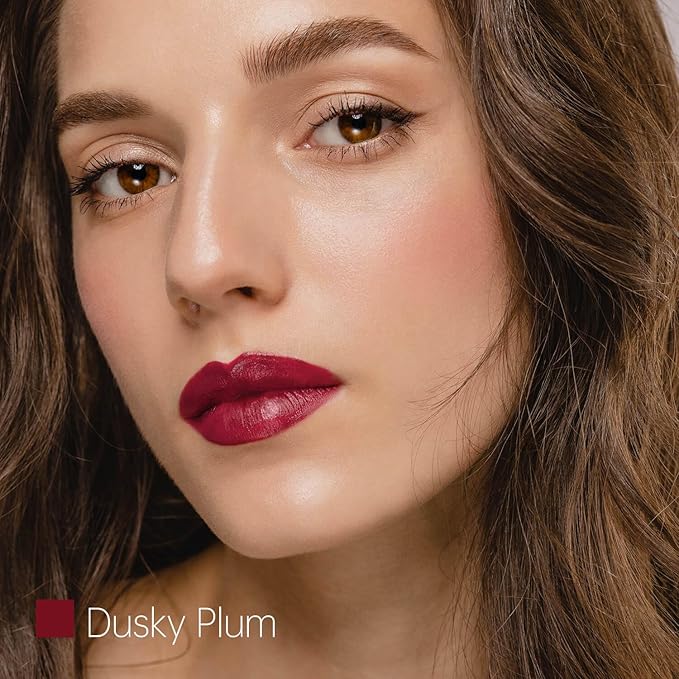 2-Pack Moisturizing Plum Red & Nude Brown Lipstick Set – Hydrating Creamy Lip Color for Dry, Cracked Lips, Weightless Glossy Lip Balm with Vitamin E, Long Lasting Vegan Lipstick