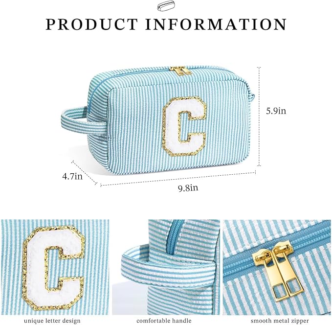 YOOLIFE Bridesmaid Gifts - Bridal Shower & Wedding Day Gifts, Monogram Initial Makeup Bags for Women