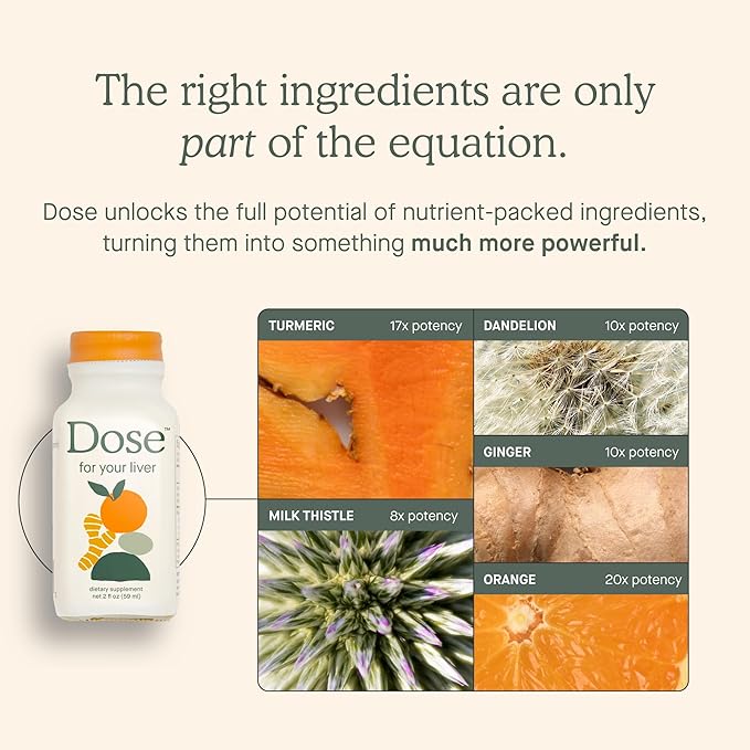 DOSE for Your Liver Cleanse Detox & Repair, Made with Organic Milk Thistle Supplement with Turmeric, Dandelion, Ginger, and Orange, Supports Healthy Liver Function,16oz Bottle, 3 Pack (3 Week Supply)