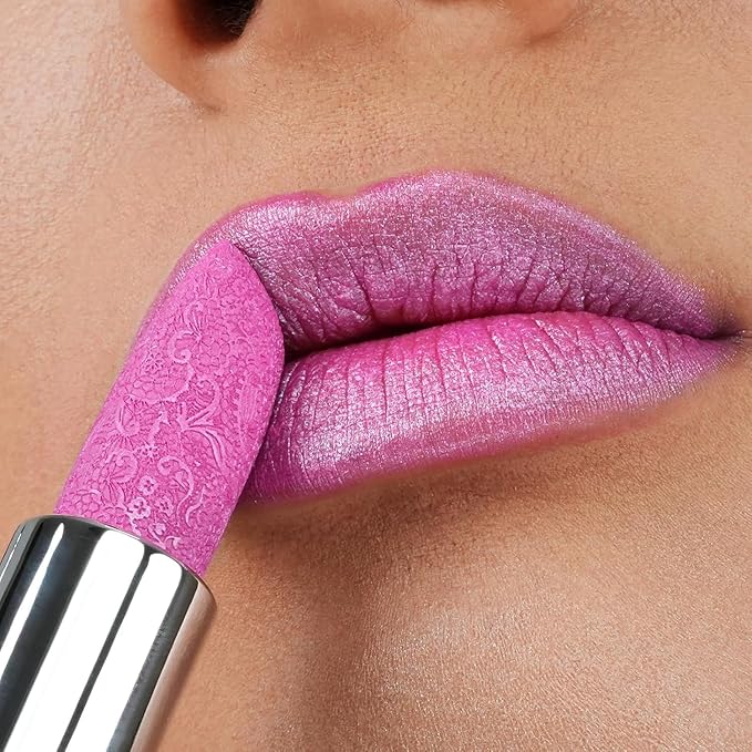 Anglicolor 2PC Lip Oil and Metallic Glitter Pink Lipstick,Natural Lip Plumper,Fruit Flavoured Lip Oil,For Dry Lip's Moisturizing Hydrating,Vegan & Cruelty-free (02 Pandora+15)