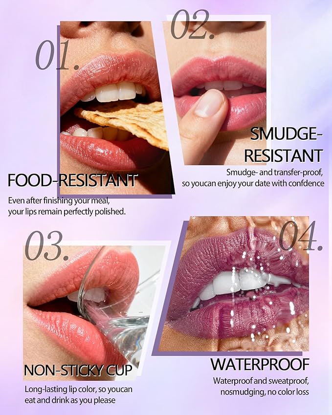 Lip Stain Peel Off, Waterproof Long Lasting Qiciy Tattoo Lip Gloss Color Peel Off Lips Tint Stain, Transfer-Proof Matte Tinted Lips Liner, High Pigmented Tattoo Lipstick Makeup Gifts for Women-03 Pink