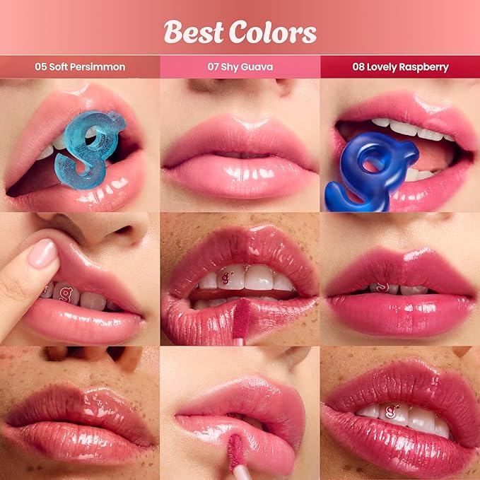 COLORGRAM Fruity Glass Tint 05 Soft Persimmon | Korean Long Lasting & Waterproof Lip Stain | Glossy Dewy Lip Gloss, Highly Pigmented Subtle Coral Beige Shade with Glowing effect 0.11 Oz.