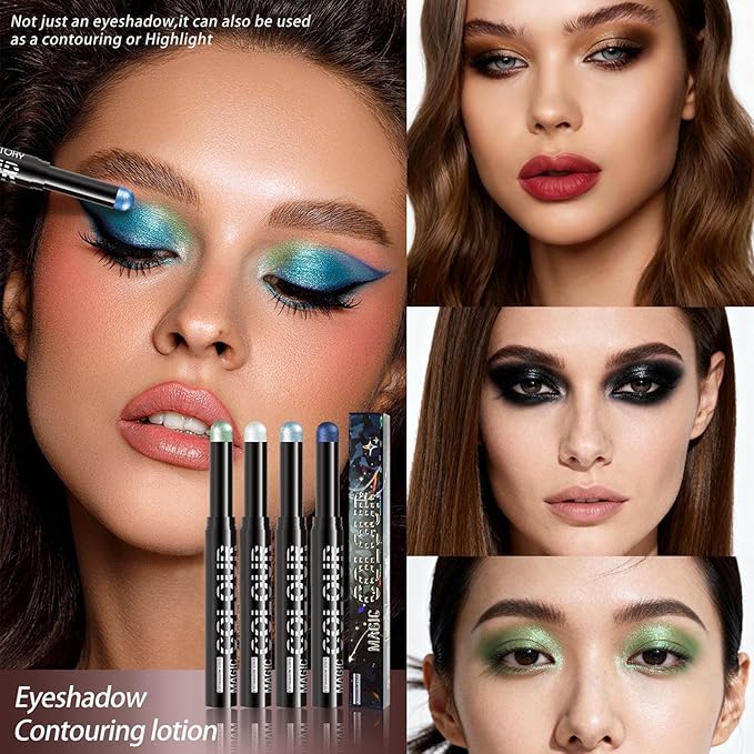 Light Baby Blue Eyeshadow Stick, Blue Cream Shimmer Eyeshadow Stick Pencil, Waterproof Long Lasting High Pigment Eye Shadow Crayon Pen, Women Multi-Dimensional Eye Highlighter Stick (22#)