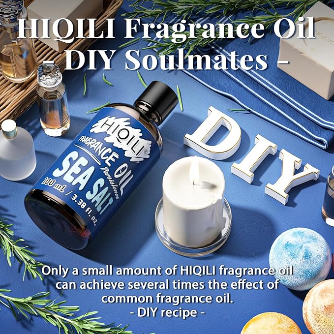 HIQILI Sea Salt Essential Oil 100ml - Fragrance Oil for Candle Making, Homemade Soap, Fresh Scented Oil for Diffusers, Aromatherapy, Laundry 3.38 Fl Oz