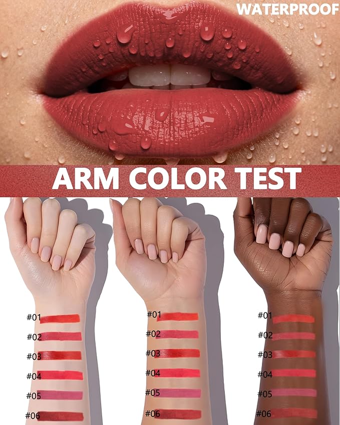 Lip Tint Stain Pen,Red Brown Waterproof Long Lasting Matte Lip Liner Stain Pencil, High-Pigmented Quick Dry Liquid Lipstick, Non Sticky Smudgeproof Lip Tint Gloss, Christmas Makeup Gift for Women-03