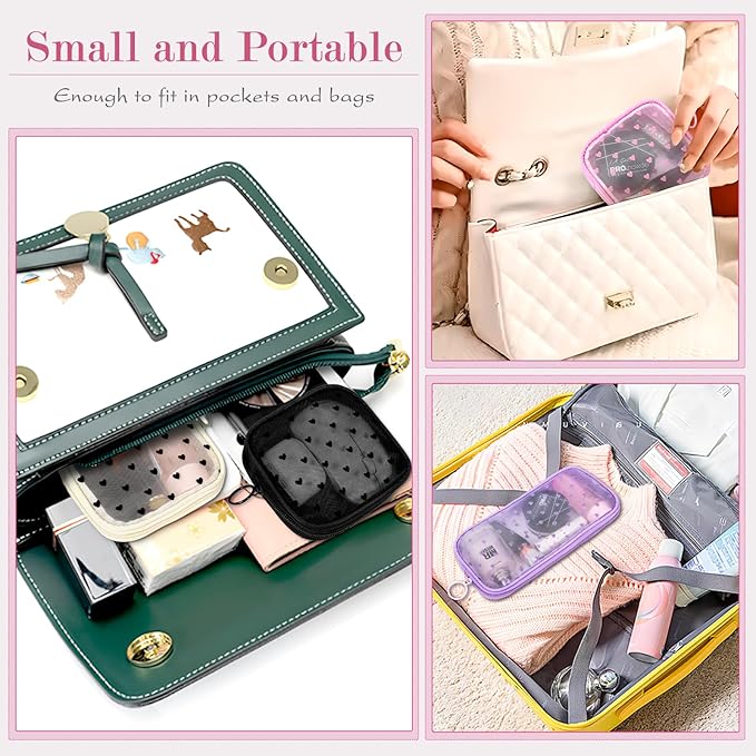 4 Pieces Mini Zipper Nylon Mesh Pouch, Mesh Cosmetic Bags Makeup Bags, Multipurpose Travel Toiletry Bags for Office Supplies and Travel Accessories (Multicolored 01, S)
