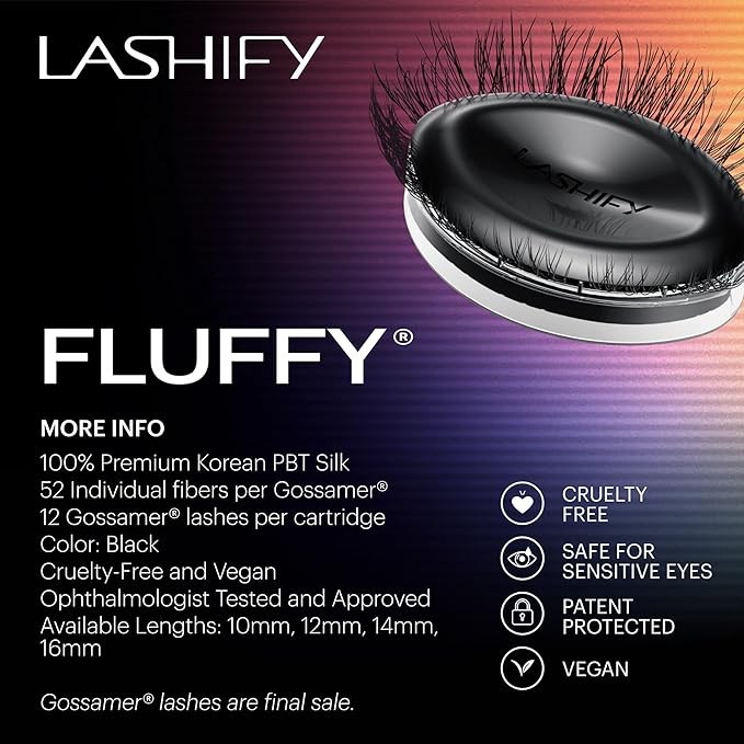 Lashify Fluffy 16mm Gossamer DIY Eyelash Extensions Refill, Chocolate Color, Easy False Lashes To Add Fullness and Dimension