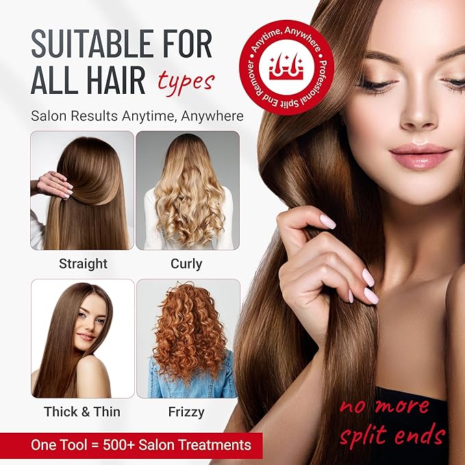 Split-Ender PRO - Professional Hair Trimmer with Charging Station, Automatic Split End Remover for Frizzy, Dry, Damaged, Colored, Broken, Curly, Straight or Bleached Hair Types, Hair Styling Tool