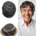 FACE MIRACLE Toupee for Men Lace Center Mens Toupee Hairpiece for Man Human Hair Replacement System Lace Center with Poly around Hair Units Mens Wig Hair Prosthesis 6"X8" #1B40
