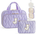 YOOLIFE Kids Toiletry Bag Initial Makeup Bag for Teen Girls - Birthday Gifts for 7 8 9 10 11 12 13 14 15 16 17 18 Year Old Girls, Teen Girl Gifts Trendy Stuff Purple - J